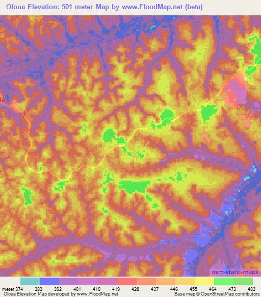 Oloua,Congo (Brazzaville) Elevation Map