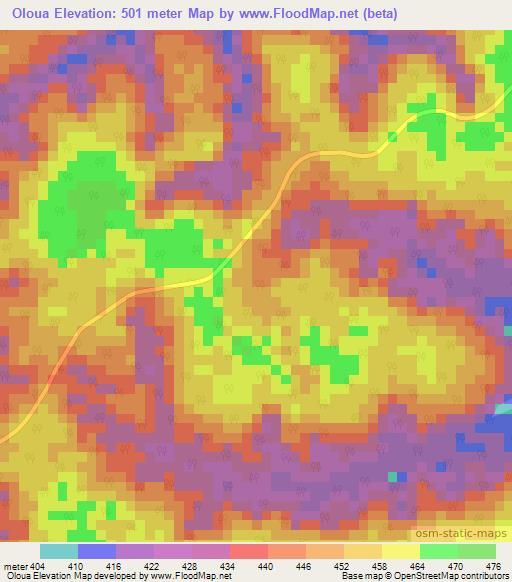 Oloua,Congo (Brazzaville) Elevation Map