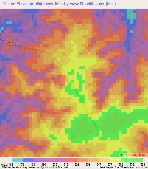Oleme,Congo (Brazzaville) Elevation Map