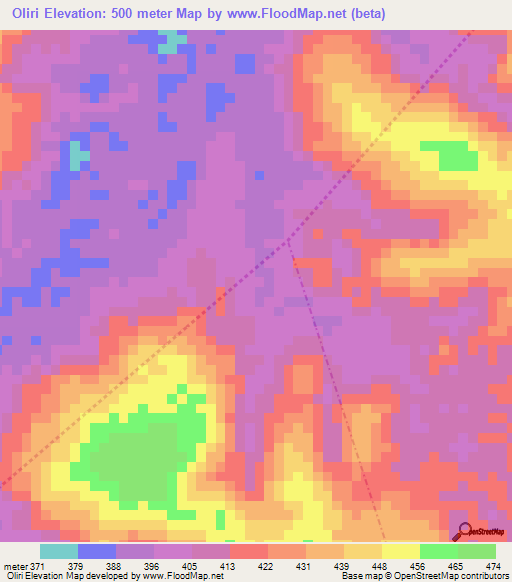 Oliri,Congo (Brazzaville) Elevation Map