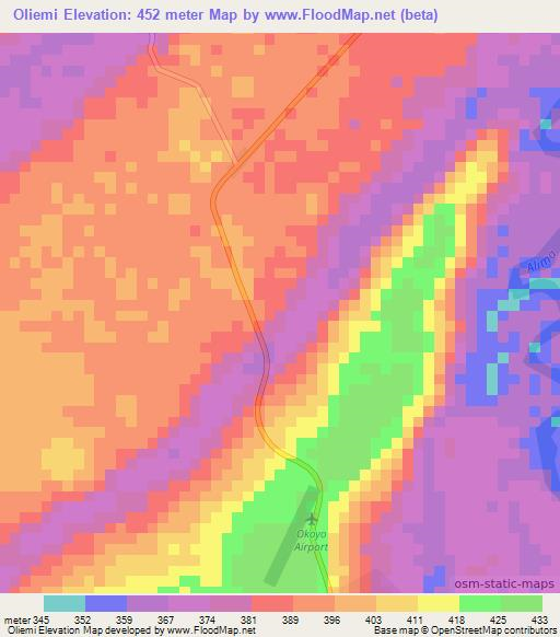 Oliemi,Congo (Brazzaville) Elevation Map