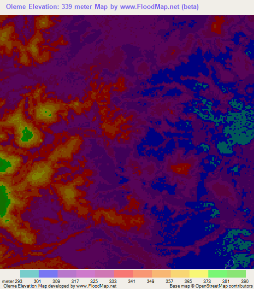 Oleme,Congo (Brazzaville) Elevation Map