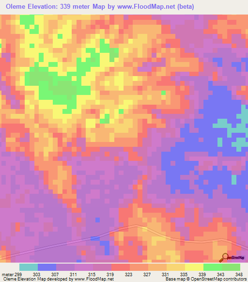 Oleme,Congo (Brazzaville) Elevation Map