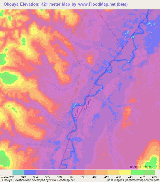 Okouya,Congo (Brazzaville) Elevation Map