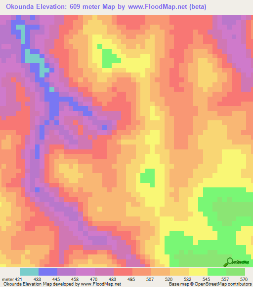 Okounda,Congo (Brazzaville) Elevation Map