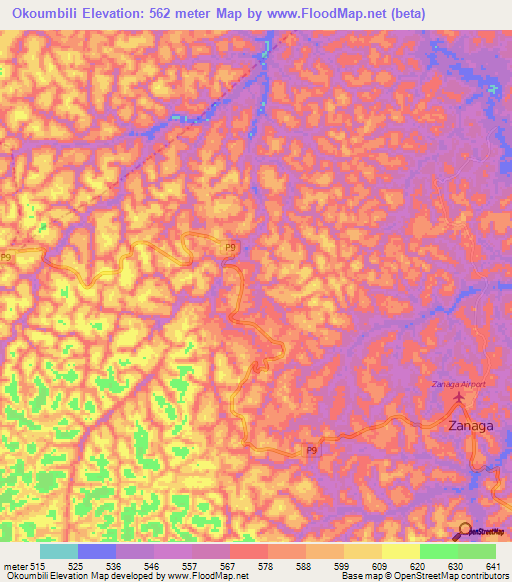 Okoumbili,Congo (Brazzaville) Elevation Map
