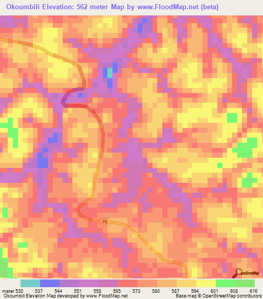 Okoumbili,Congo (Brazzaville) Elevation Map