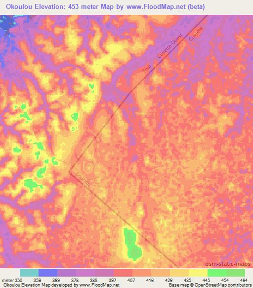 Okoulou,Congo (Brazzaville) Elevation Map