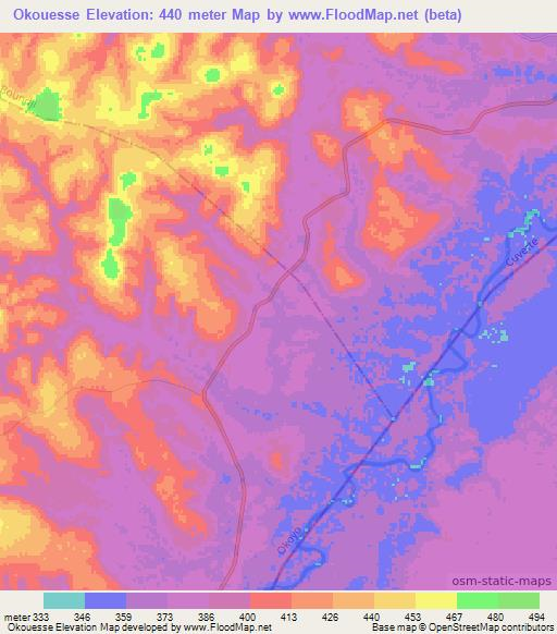 Okouesse,Congo (Brazzaville) Elevation Map