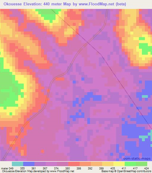 Okouesse,Congo (Brazzaville) Elevation Map