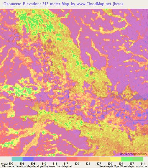 Okouasse,Congo (Brazzaville) Elevation Map