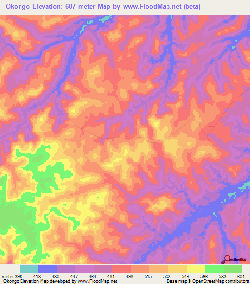 Okongo,Congo (Brazzaville) Elevation Map