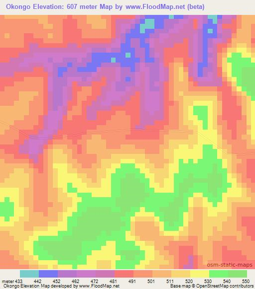 Okongo,Congo (Brazzaville) Elevation Map