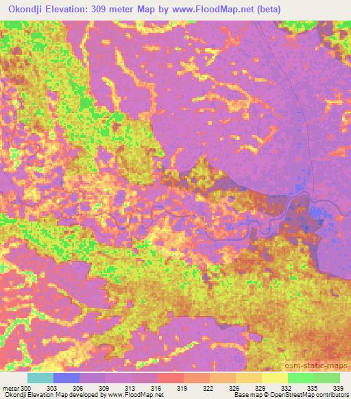 Okondji,Congo (Brazzaville) Elevation Map