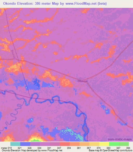 Okondo,Congo (Brazzaville) Elevation Map