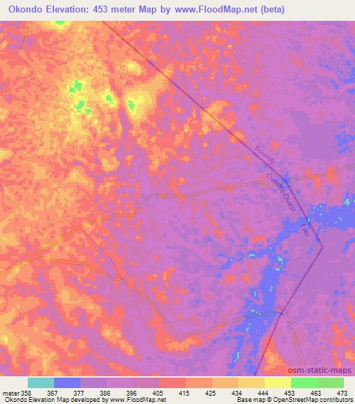 Okondo,Congo (Brazzaville) Elevation Map