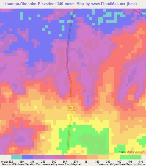 Ikoumou-Okohoko,Congo (Brazzaville) Elevation Map