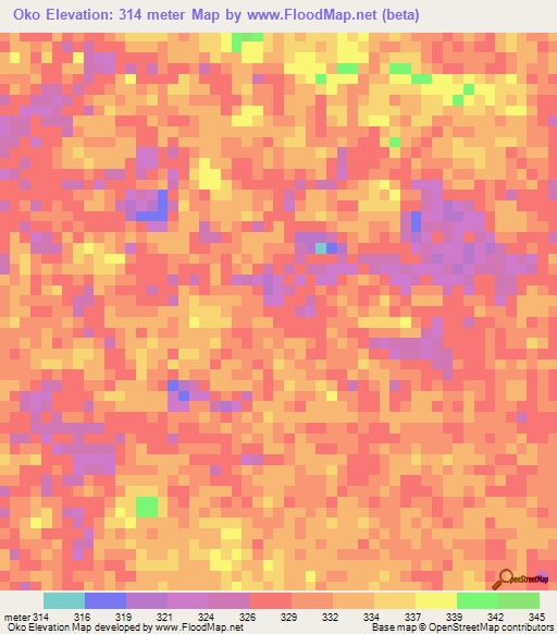 Oko,Congo (Brazzaville) Elevation Map