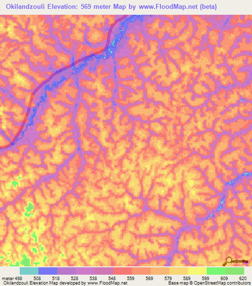 Okilandzouli,Congo (Brazzaville) Elevation Map