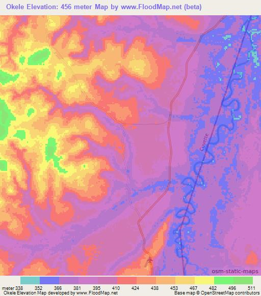 Okele,Congo (Brazzaville) Elevation Map