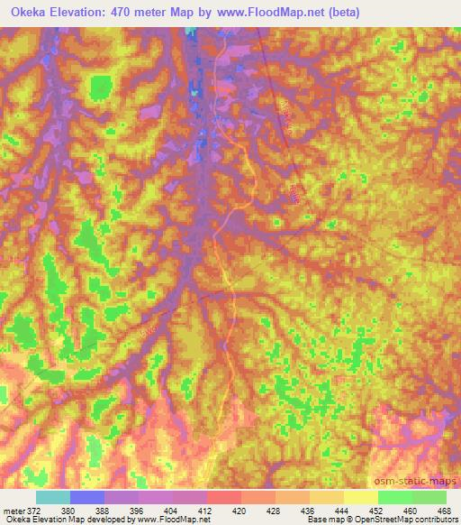 Okeka,Congo (Brazzaville) Elevation Map