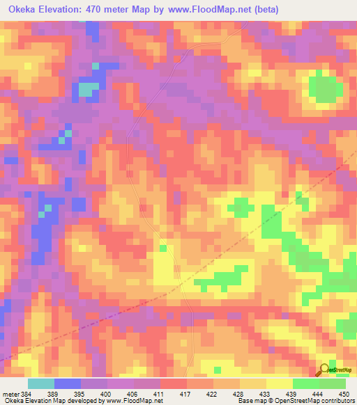 Okeka,Congo (Brazzaville) Elevation Map