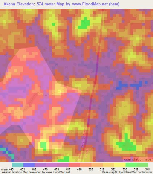 Akana,Congo (Brazzaville) Elevation Map