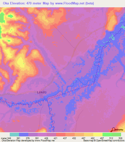Oka,Congo (Brazzaville) Elevation Map