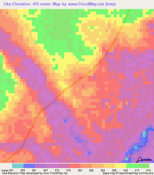 Oka,Congo (Brazzaville) Elevation Map