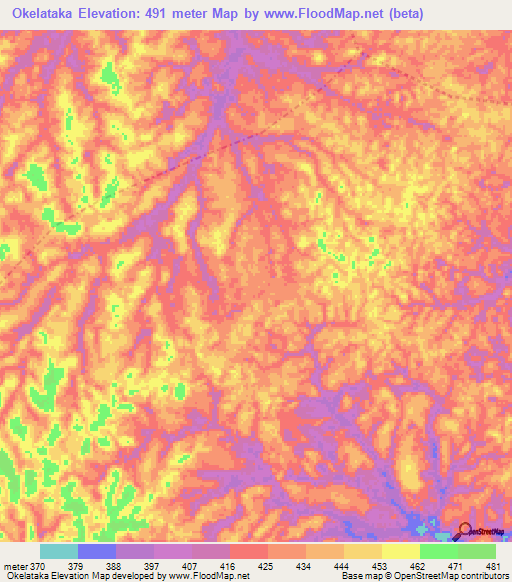 Okelataka,Congo (Brazzaville) Elevation Map
