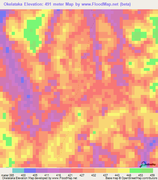 Okelataka,Congo (Brazzaville) Elevation Map