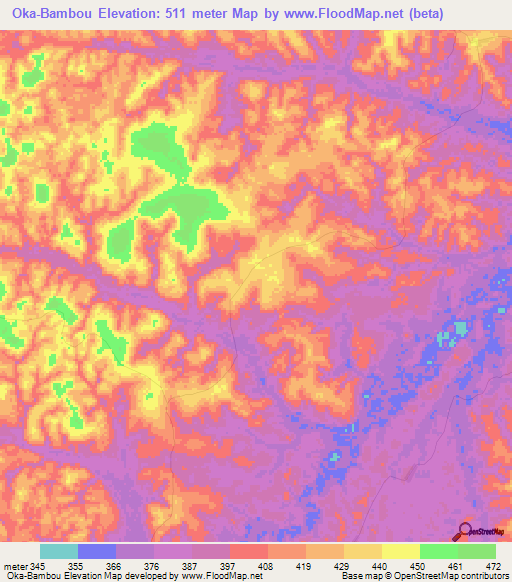 Oka-Bambou,Congo (Brazzaville) Elevation Map