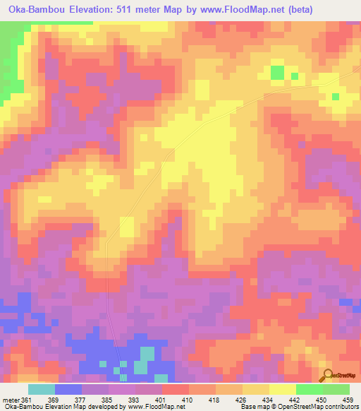 Oka-Bambou,Congo (Brazzaville) Elevation Map