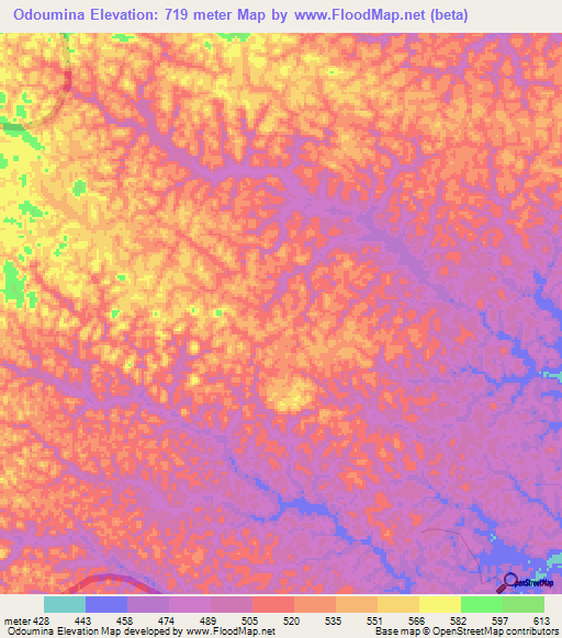 Odoumina,Congo (Brazzaville) Elevation Map