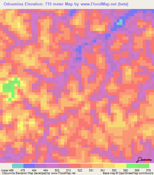 Odoumina,Congo (Brazzaville) Elevation Map