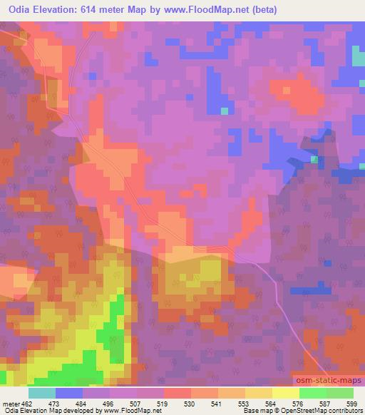 Odia,Congo (Brazzaville) Elevation Map