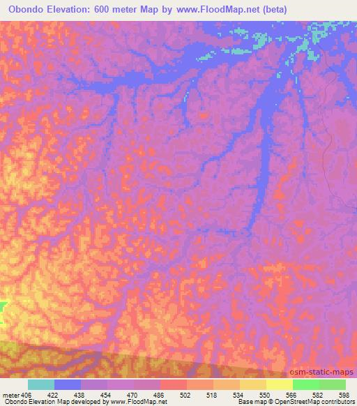 Obondo,Congo (Brazzaville) Elevation Map