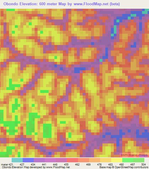 Obondo,Congo (Brazzaville) Elevation Map