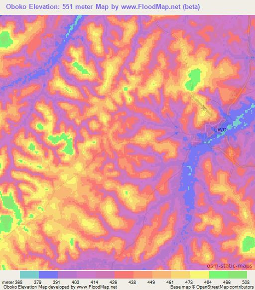Oboko,Congo (Brazzaville) Elevation Map