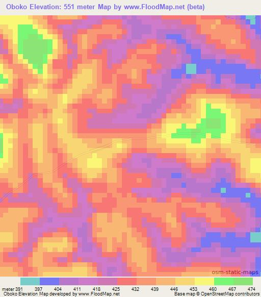 Oboko,Congo (Brazzaville) Elevation Map