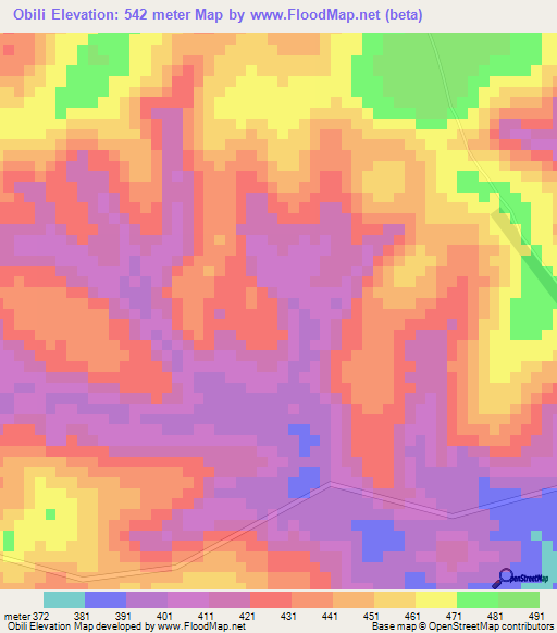 Obili,Congo (Brazzaville) Elevation Map