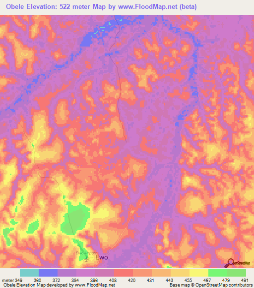 Obele,Congo (Brazzaville) Elevation Map