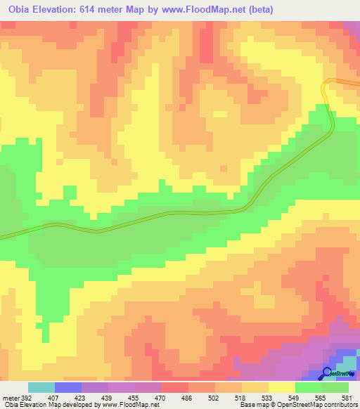 Obia,Congo (Brazzaville) Elevation Map