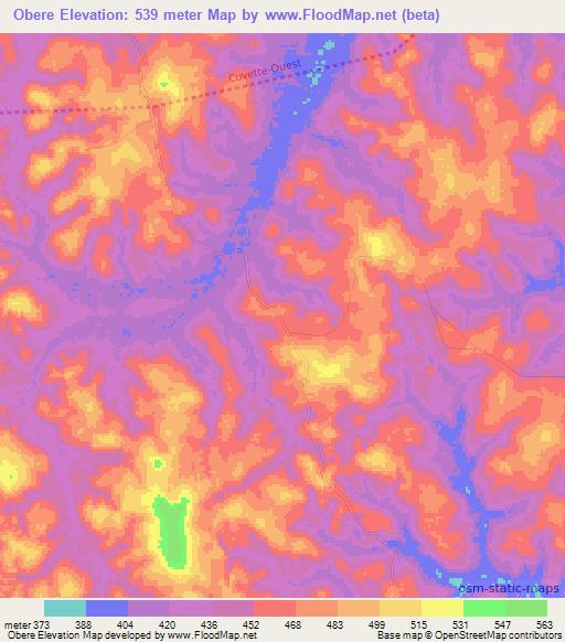 Obere,Congo (Brazzaville) Elevation Map