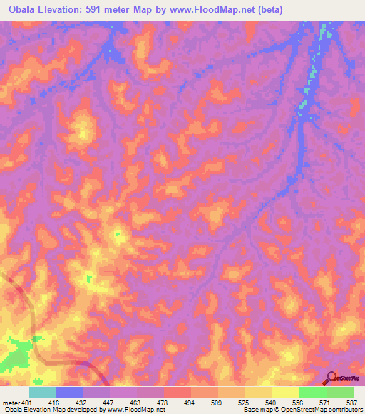Obala,Congo (Brazzaville) Elevation Map