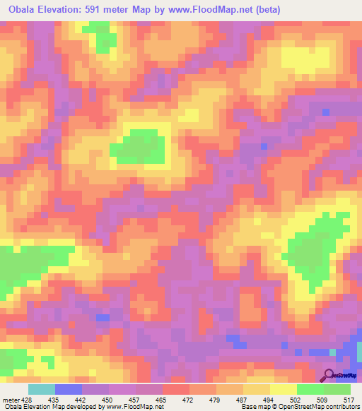 Obala,Congo (Brazzaville) Elevation Map