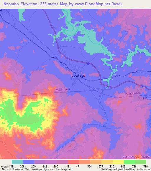 Nzombo,Congo (Brazzaville) Elevation Map