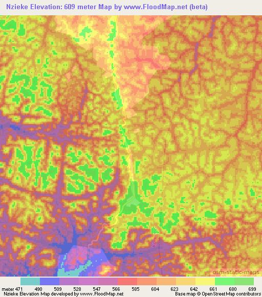 Nzieke,Congo (Brazzaville) Elevation Map