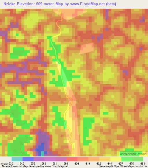 Nzieke,Congo (Brazzaville) Elevation Map