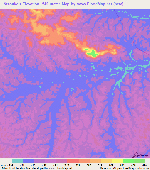 Ntsoukou,Congo (Brazzaville) Elevation Map